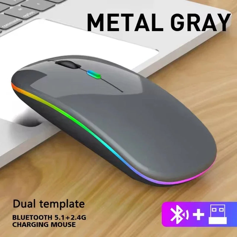 LED Wireless Rechargeable Bluetooth-Compatible RGB Ergonomic Mouse with Backlight for Laptop, PC, and iPad