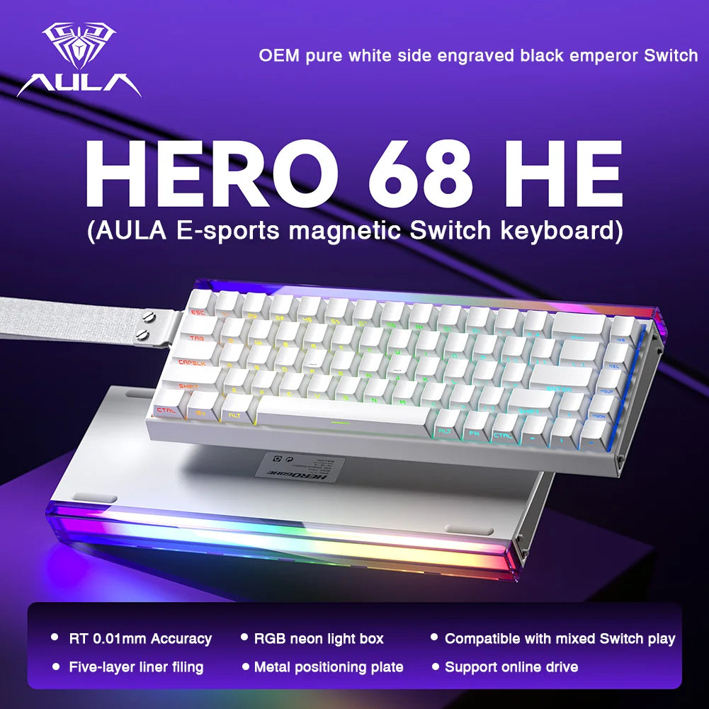 HERO 68HE Magnetic Switch Gaming Keyboard with 8K Return and RGB Lighting for Esports Professionals