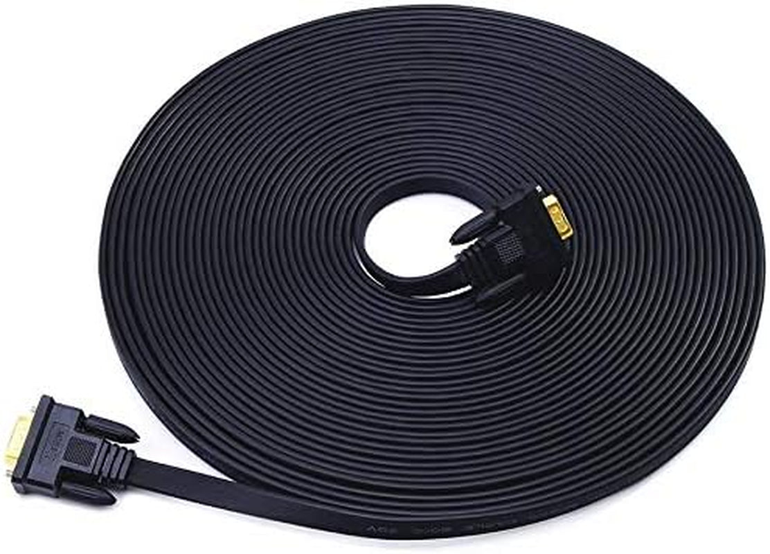 50-Foot VGA to VGA Cable - Thin Flat 15-Pin Male to Male SVGA Monitor Cord (Black)