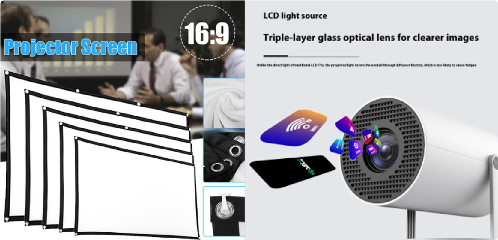 Portable Home Video Projector Featuring 180-Degree Projection Angle and Automatic Focus Adjustment