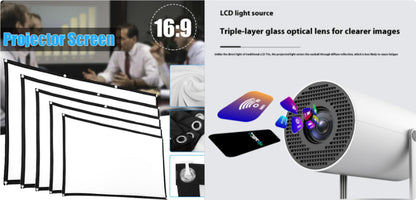 Portable Home Video Projector Featuring 180-Degree Projection Angle and Automatic Focus Adjustment