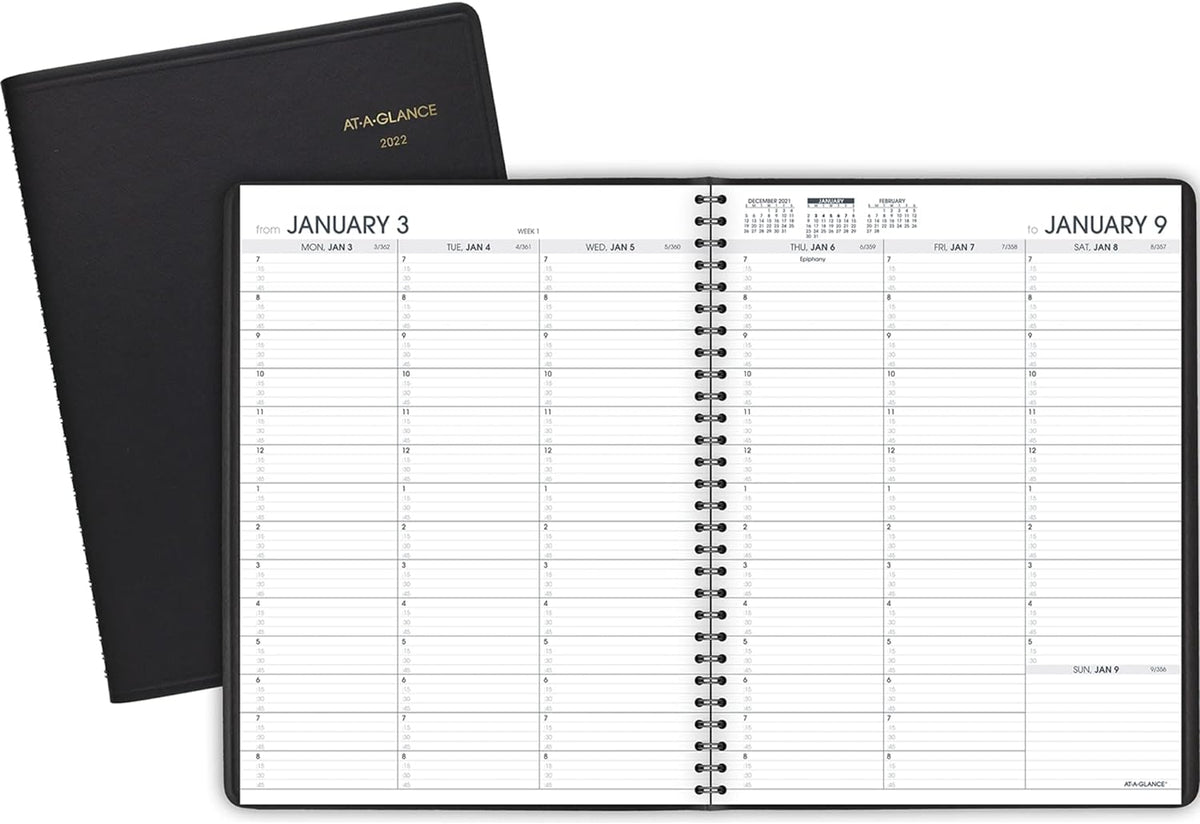 2022 Large Weekly Appointment Book and Planner, 8.25" x 11", Black (7095005)
