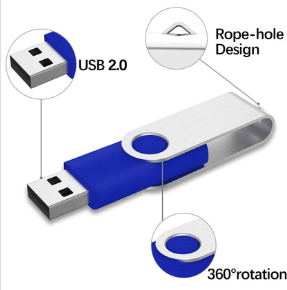 10-Pack 64GB USB 2.0 Flash Drives - Blue