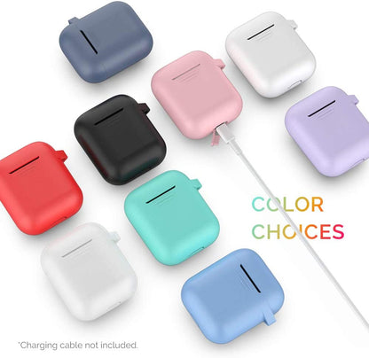 Premium Silicone Protective Case for Apple AirPods 1 & 2 | Front LED Visibility, Includes Carabiner, Wireless Charging Compatible, Shock Resistant, Comprehensive Protection