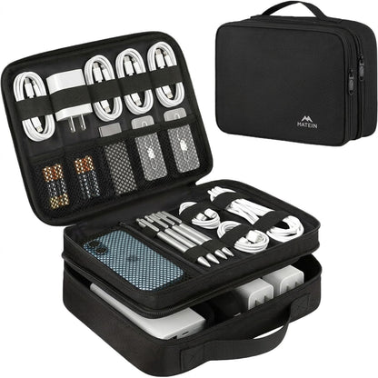 Electronics Organizer Travel Case - Water-Resistant Cable Organizer Bag for Camera Accessories, Travel Essentials, and Devices - Ideal Gift for Men