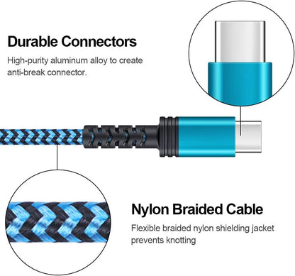 Samsung Type C Fast Charging Cable - 5 Pack, 6FT Braided USB C Charger for Galaxy S26, S25, S24 Ultra, A17, A16, A15, Compatible with A56, A36, A14 5G, Z Fold7, Flip7, iPhone 17E, 17, 16E, 16 Pro Max