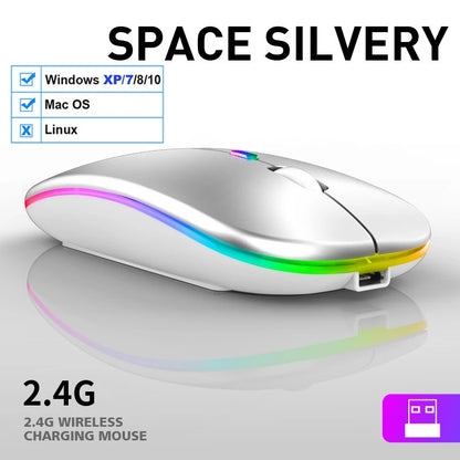 LED Wireless Rechargeable Bluetooth-Compatible RGB Ergonomic Mouse with Backlight for Laptop, PC, and iPad