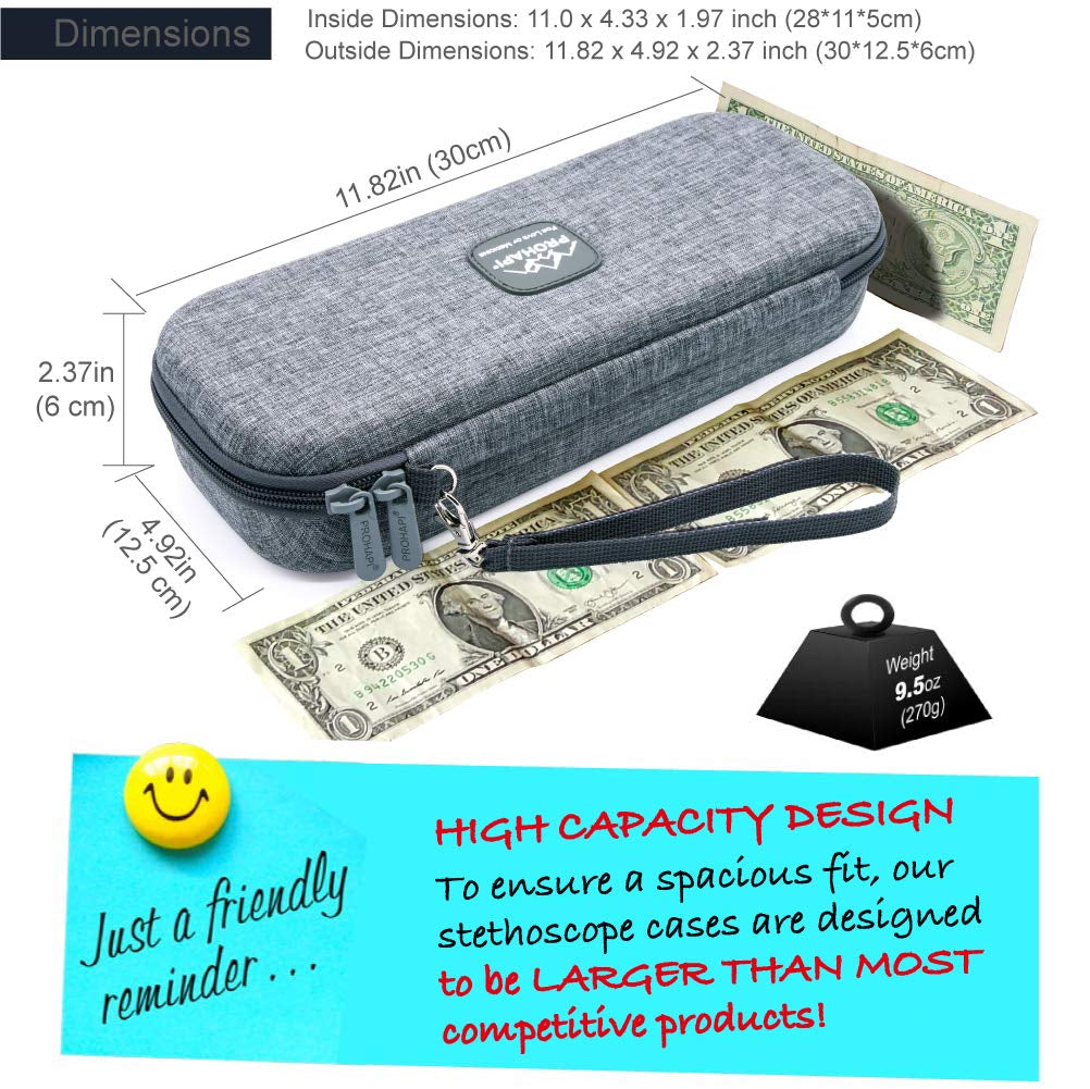 Premium Hard Stethoscope Case with ID Slot, Compatible with 3M Littmann, ADC, Omron, and MDF Stethoscopes, Featuring Mesh Pocket for Nurse Accessories (Volcanic Grey)