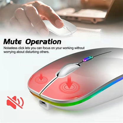 LED Wireless Rechargeable Bluetooth-Compatible RGB Ergonomic Mouse with Backlight for Laptop, PC, and iPad