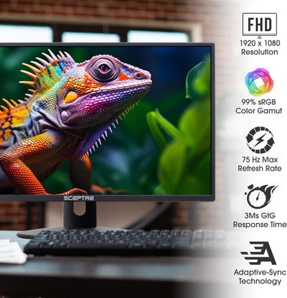 24-Inch Prime Thin 1080P LED Monitor with 99% sRGB, Dual HDMI, VGA, and Built-In Speakers, Machine Black (E248W-19203R 2025 Series)
