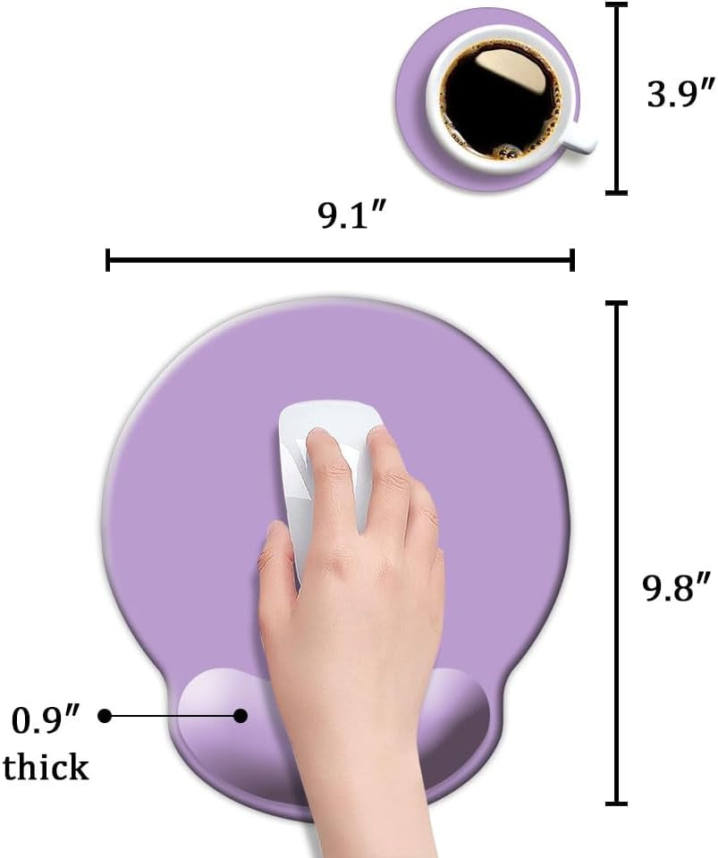 Ergonomic Mouse Pad with Wrist Support and Non-Slip Rubber Base for Enhanced Comfort in Home Office, Gaming, and Typing - Clove Purple