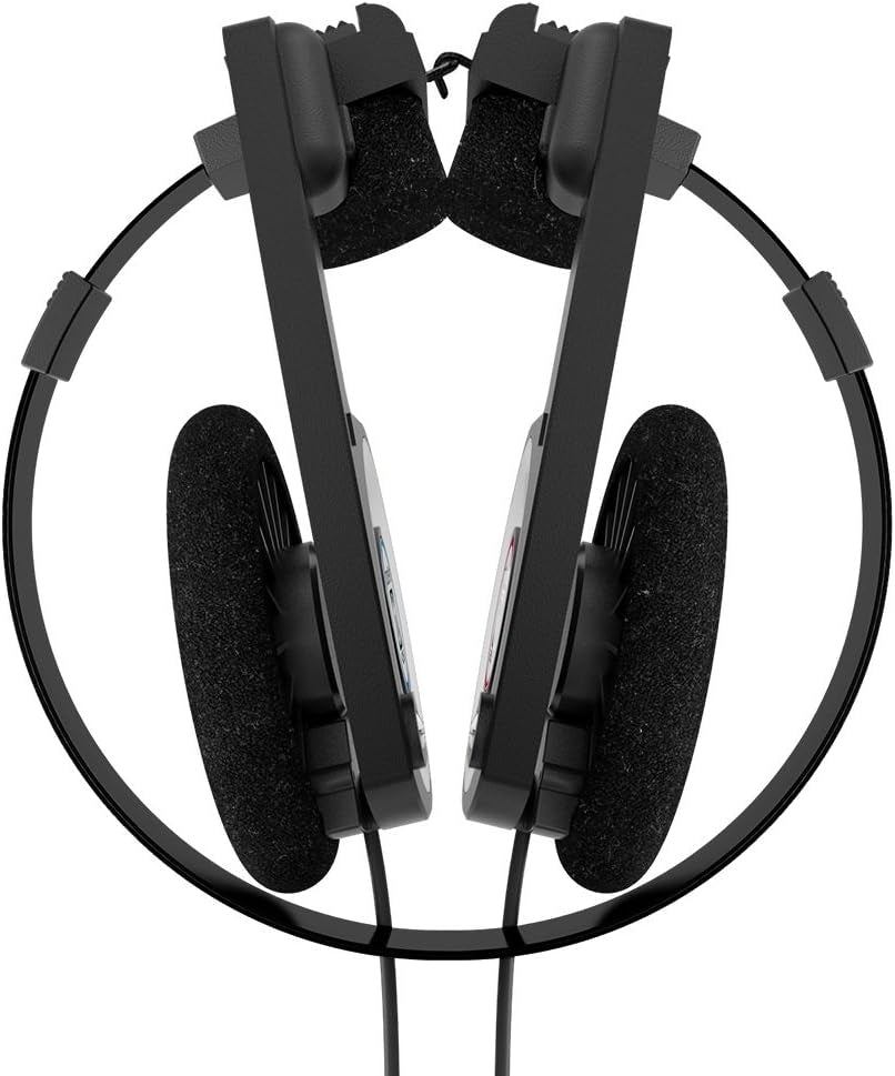 Porta Pro Black Retro 1980s Style On-Ear Headphones with Wired 3.5mm Plug, Collapsible Design, and Soft Case Included - Audiophile Quality