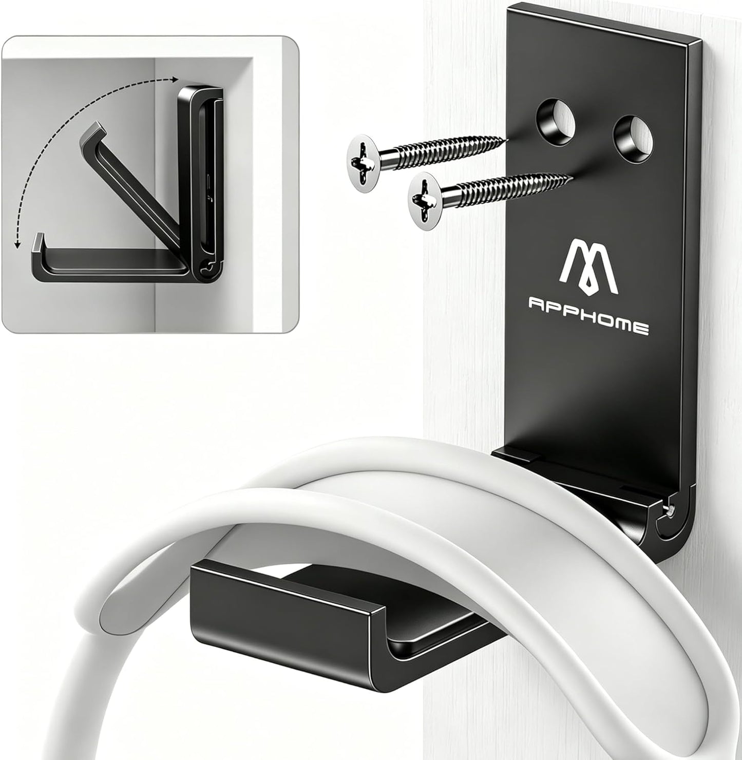 Foldable Aluminum Headphone Stand and Headset Holder Mount with No-Scratch Silicone Pad, Under Desk Wall Hook, Strong Adhesive Gaming Headset Hanger for PC, Home, and Office