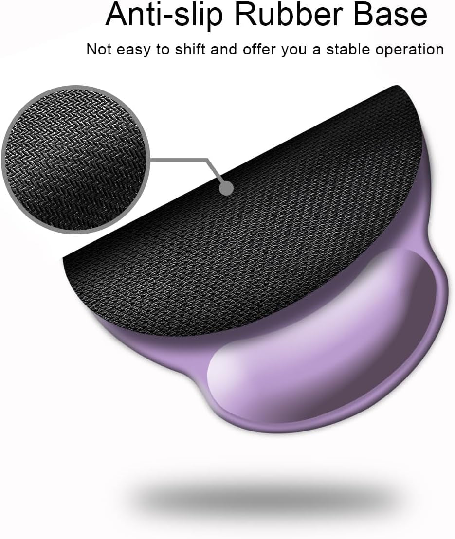 Ergonomic Mouse Pad with Wrist Support and Non-Slip Rubber Base for Enhanced Comfort in Home Office, Gaming, and Typing - Clove Purple