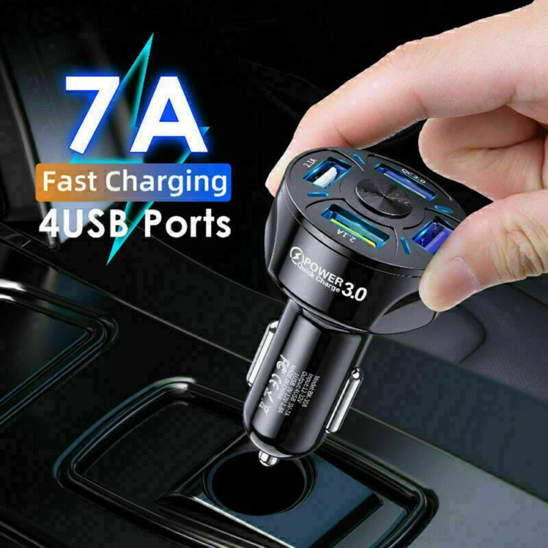 4-Port USB Car Charger Adapter - 45W Fast Charging for Mobile Devices