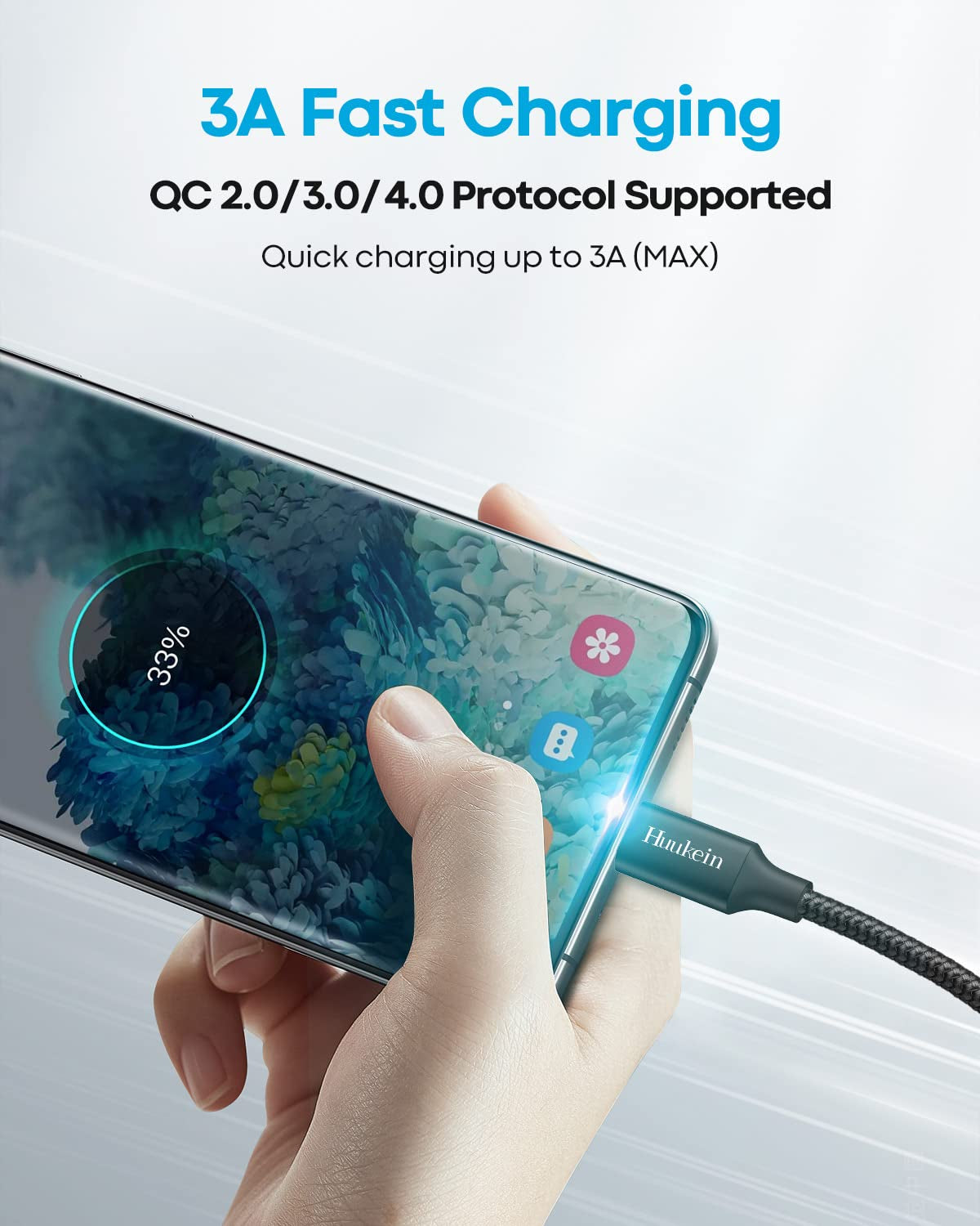 10Ft USB C Cable - Fast Charging USB A to USB C Charger Cord, Nylon Braided for iPhone 17, Air 16, 15 Pro Max Plus, and Samsung Galaxy S21, Note 10