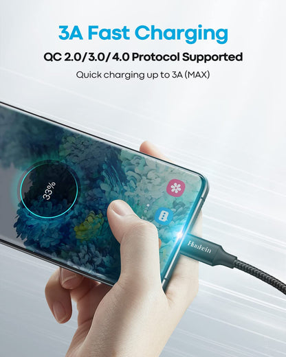 10Ft USB C Cable - Fast Charging USB A to USB C Charger Cord, Nylon Braided for iPhone 17, Air 16, 15 Pro Max Plus, and Samsung Galaxy S21, Note 10