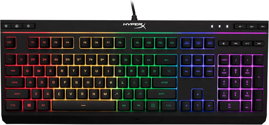 Alloy Core RGB Membrane Gaming Keyboard - Ergonomic Silent Keys with RGB Lighting, Spill Resistant Design, Dedicated Media Controls, Compatible with Windows 10/8.1/8/7 - Black