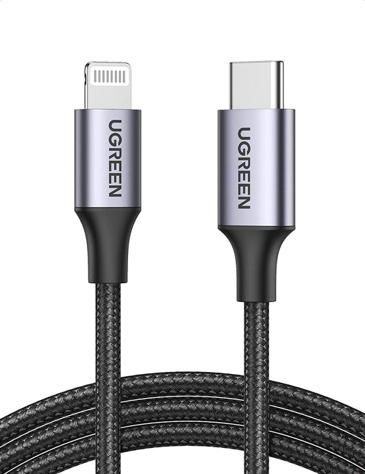 UGREEN USB C to Lightning Cable 6FT - Mfi Certification Lightning Cable Compatible with Iphone 14/14 Pro/14 Pro Max, Iphone 13/12/11/X/XR/XS/8 Series, Ipad 9, Airpods Pro, and More