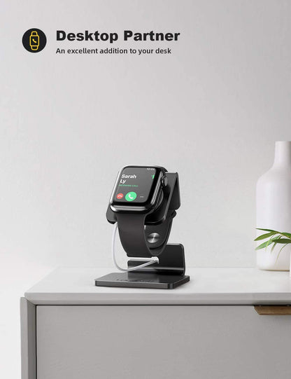 Aluminum Alloy Desk Charging Stand for Apple Watch with Magnetic Fast Charger Compatibility for iWatch SE3, SE2, Ultra 3, Series 11-6 (49/46/45/44/42/41/40/38mm)
