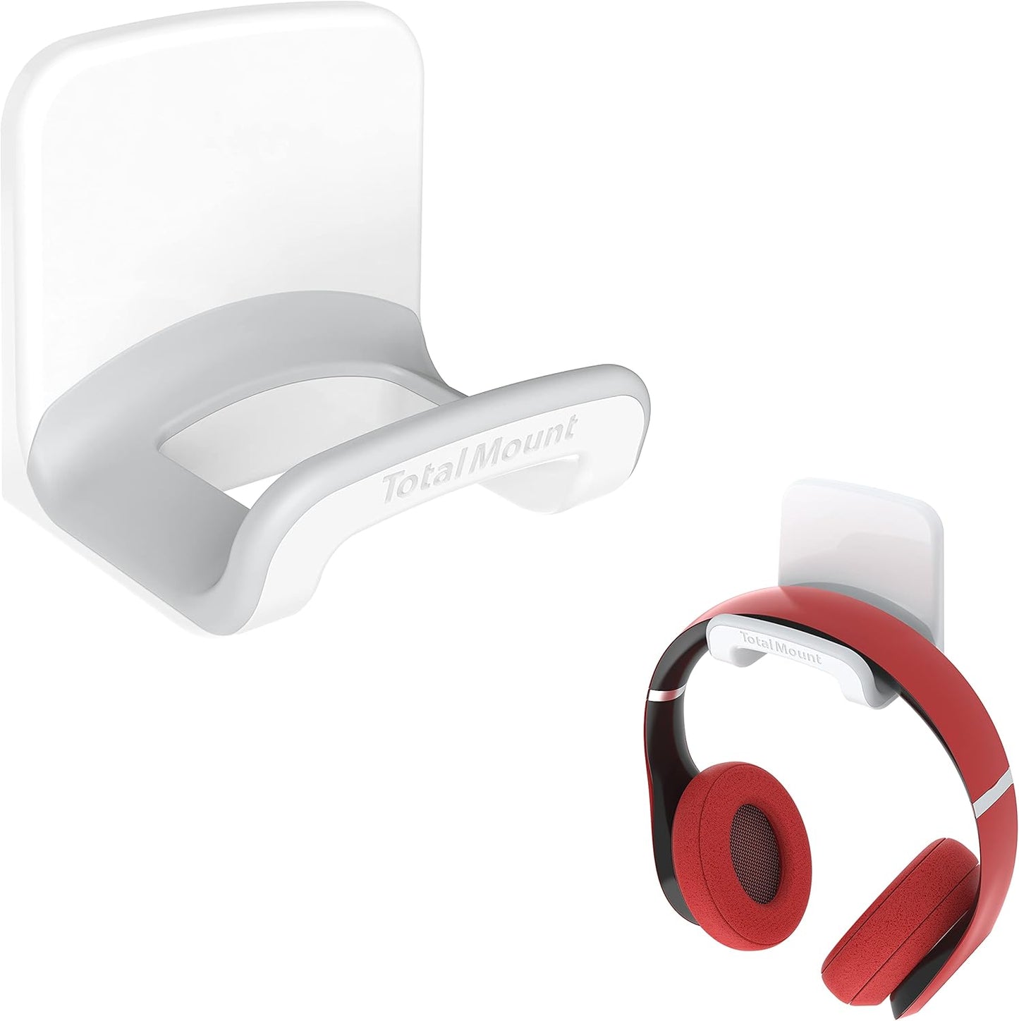 Headphone Holder with Removable Adhesive Strips (White) | USA Designed for Easy, Damage-Free Mounting on Walls, Desks, or PCs (Studio-Grade White Headphone Hanger - Single Pack)