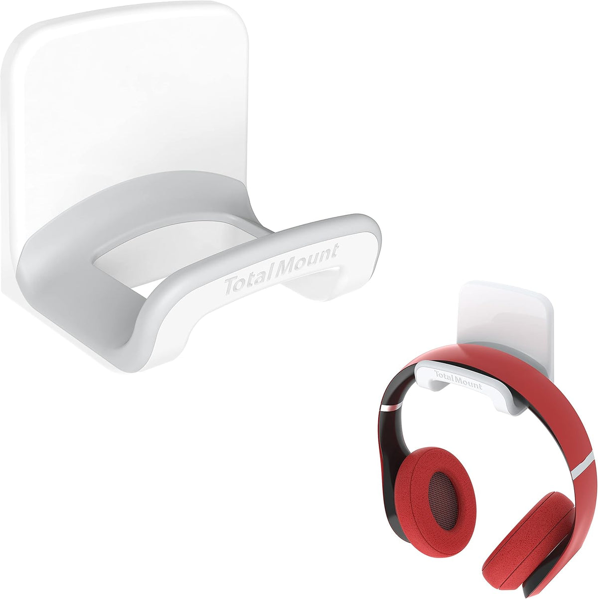 Headphone Holder with Removable Adhesive Strips (White) | USA Designed for Easy, Damage-Free Mounting on Walls, Desks, or PCs (Studio-Grade White Headphone Hanger - Single Pack)
