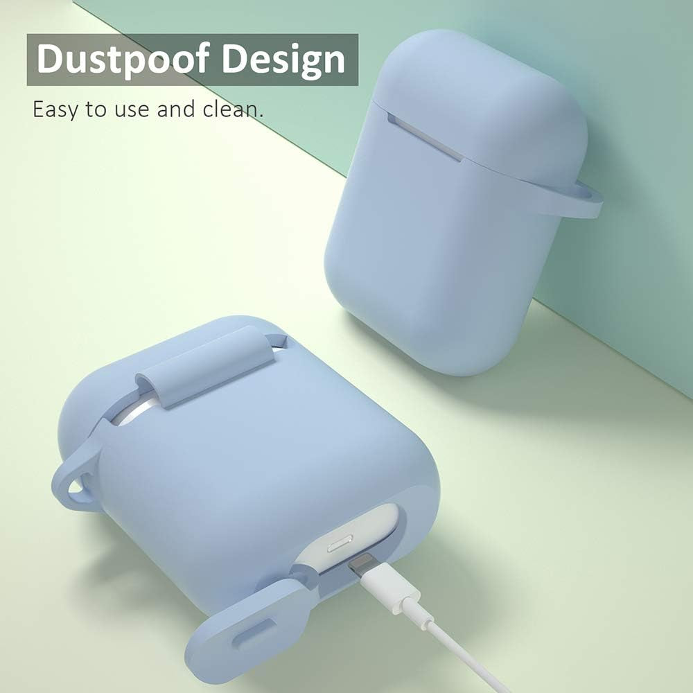 Silicone Protective Case for Apple AirPods 1 & 2 with Front LED Visibility, Denim Blue