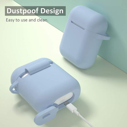 Silicone Protective Case for Apple AirPods 1 & 2 with Front LED Visibility, Denim Blue