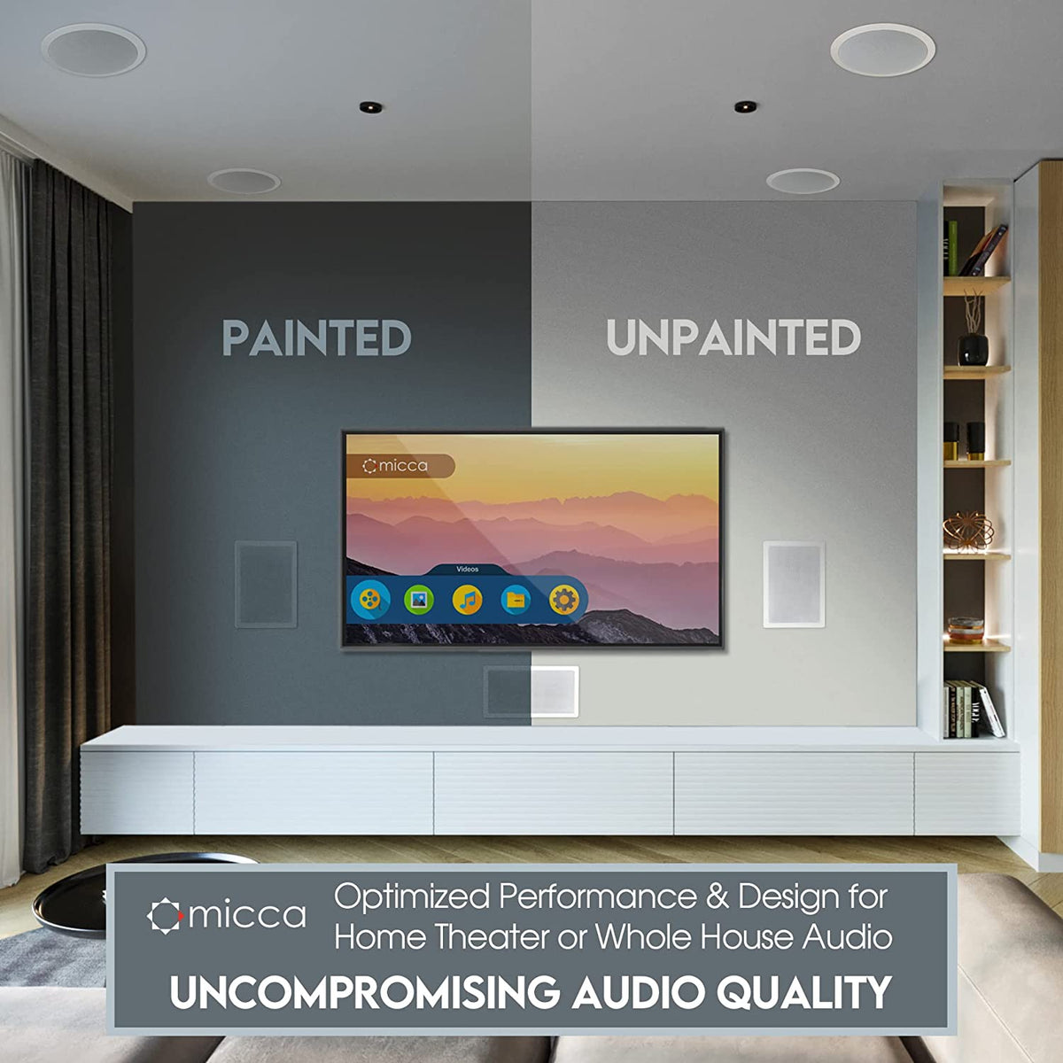M-6S 6.5-Inch 2-Way In-Wall/Ceiling Speaker - Paintable White Finish, 7.3 x 10.7-Inch Cutout, Ideal for Home Theater and Whole House Audio, Suitable for Indoor or Covered Outdoor Use, Features 6.5" Woofer and 1" Aimable Silk Tweeter