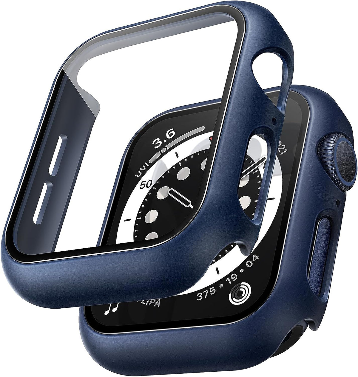 2-Pack Hard Case for Apple Watch SE/Series 6/5/4 (40mm) with PC Tempered Glass Screen Protector, Scratch-Resistant Slim Cover, Blue