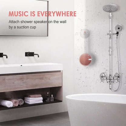 C12 IP67 Waterproof Bluetooth Shower Speaker - Portable Wireless Speaker with Loud Clear Sound, TF Card Support, Suction Cup, Ideal for Outdoor Activities - Pink