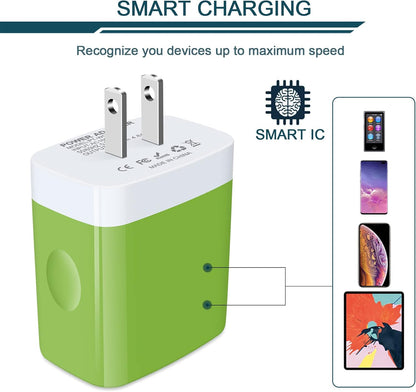 Wall Charger, USB Charger Adapter, 4.8A 4Multi Port Fast Charging Station | Power Base Block Plug Cube Brick for Iphone, Ipad, Samsung Galaxy, Moto, Google Pixel, Kindle Fire Plug Cargador Carro