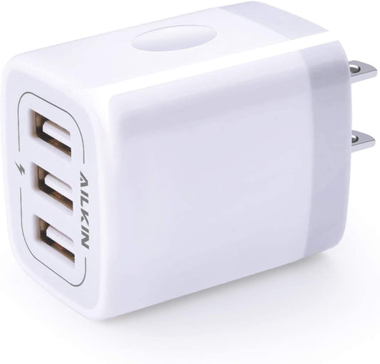 3.1A USB Wall Charger Cube with Multi-Port Adapter for iPhone and Samsung Devices