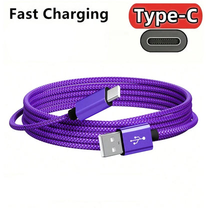 Experience Lightning-Fast Charging with Our Premium Nylon USB-A to USB-C Cable - Perfect for Huawei, Samsung, and All Your Android Devices in 1M, 2M, or 3M Lengths!
