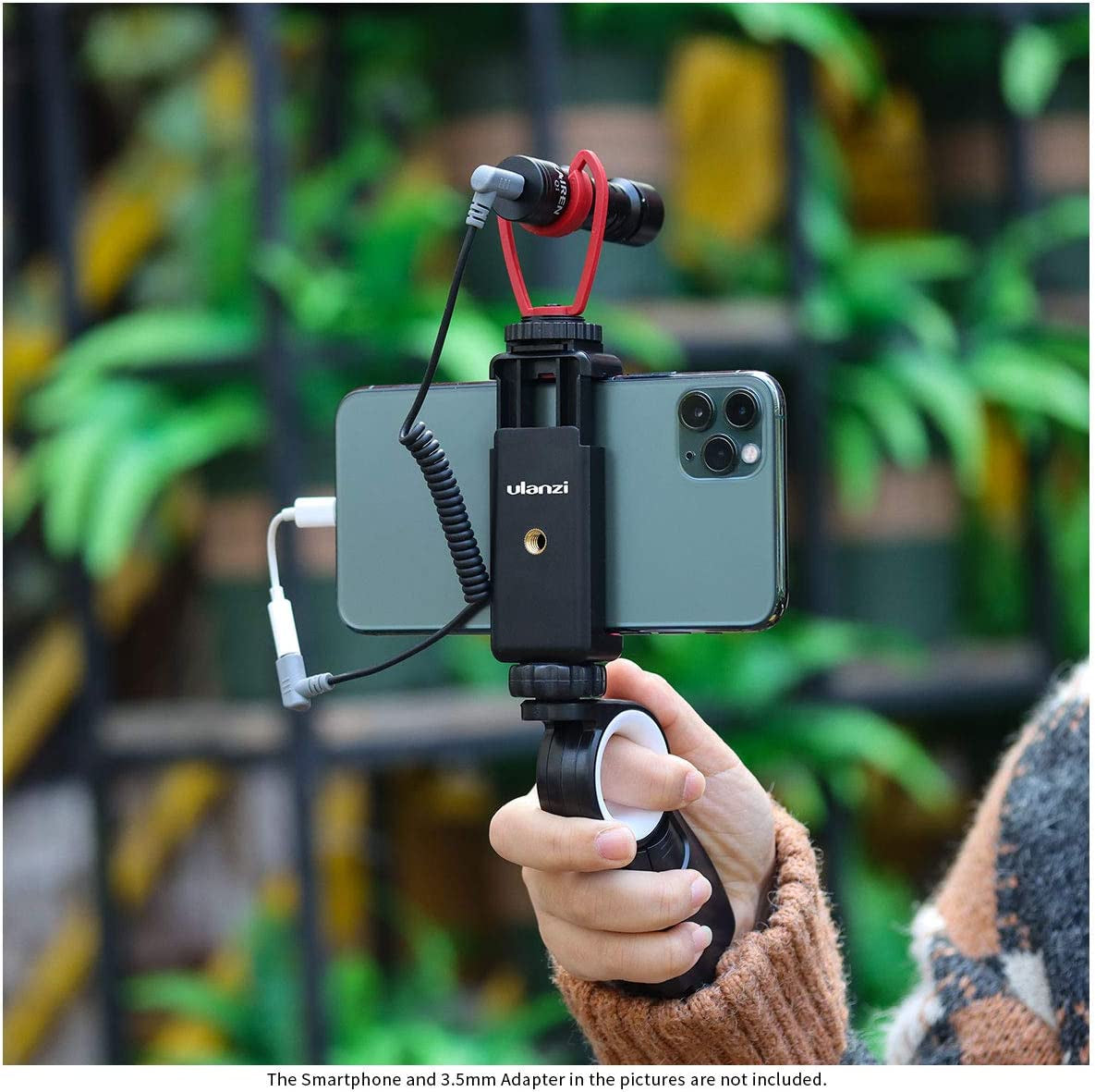 ST-07 Phone Tripod Mount with Cold Shoe for Microphone and LED Video Light, Compatible with iPhone 11/Pro/Pro Max, XS Max, XR, X, 8, 7 Plus, Samsung Galaxy, OnePlus, Google Pixel - Ideal for Vlogging