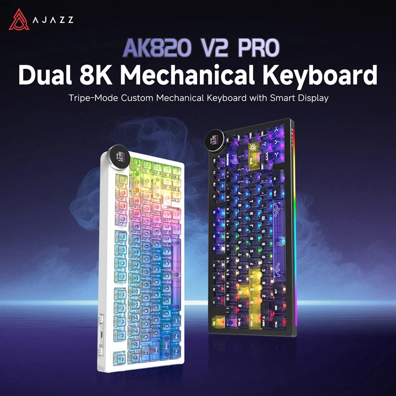 AK820V2/Ak820Vpro Multifunctional Mechanical Keyboard with Tri-Mode Connectivity and Wrist Rest