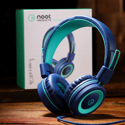 K11 Children's Headphones with 3.5mm Wired Connection - Navy/Teal | 5ft Tangle-Free Cord, Foldable Design, On-Ear Headset for School, Classroom, and Travel