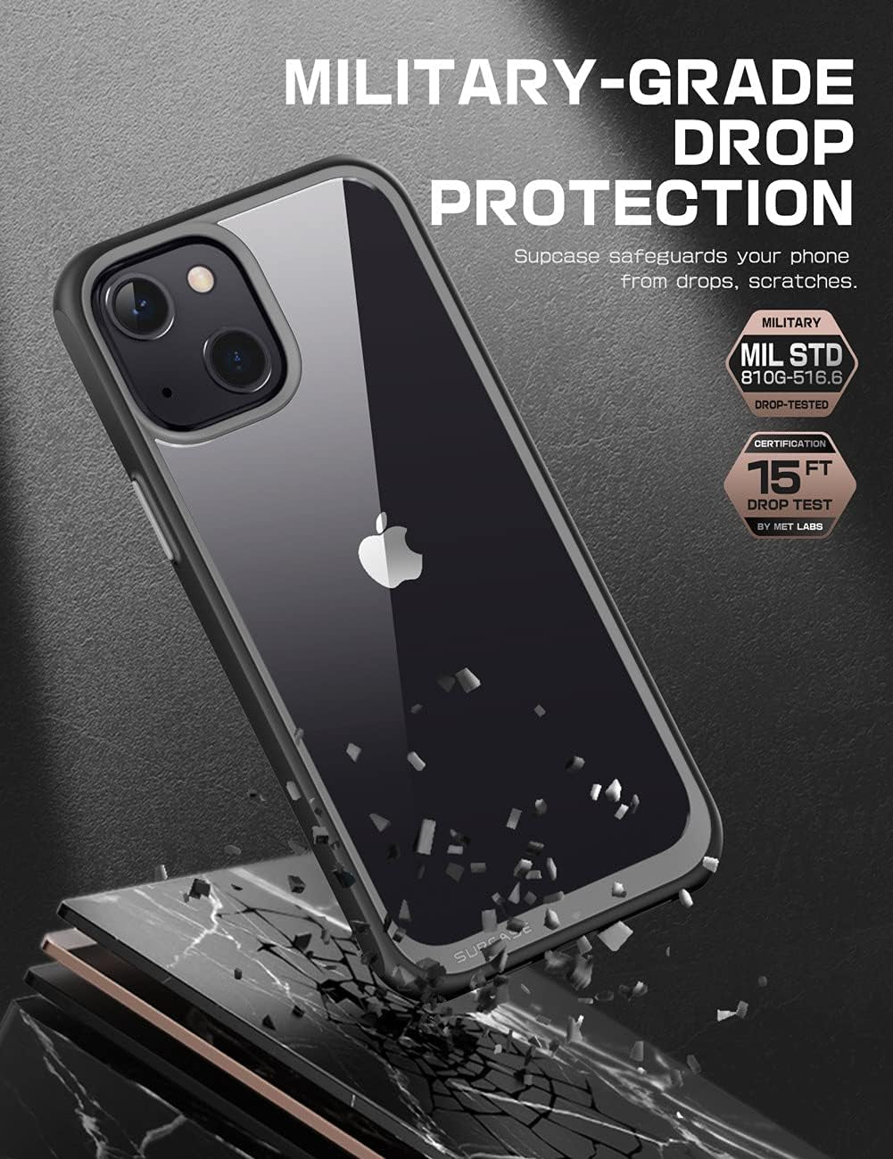 iPhone 13 Case with Military-Grade Protection, Slim and Lightweight Design, Premium Hybrid Clear Back, Raised Edges, Wireless Charger Compatible, Unicorn Beetle Style