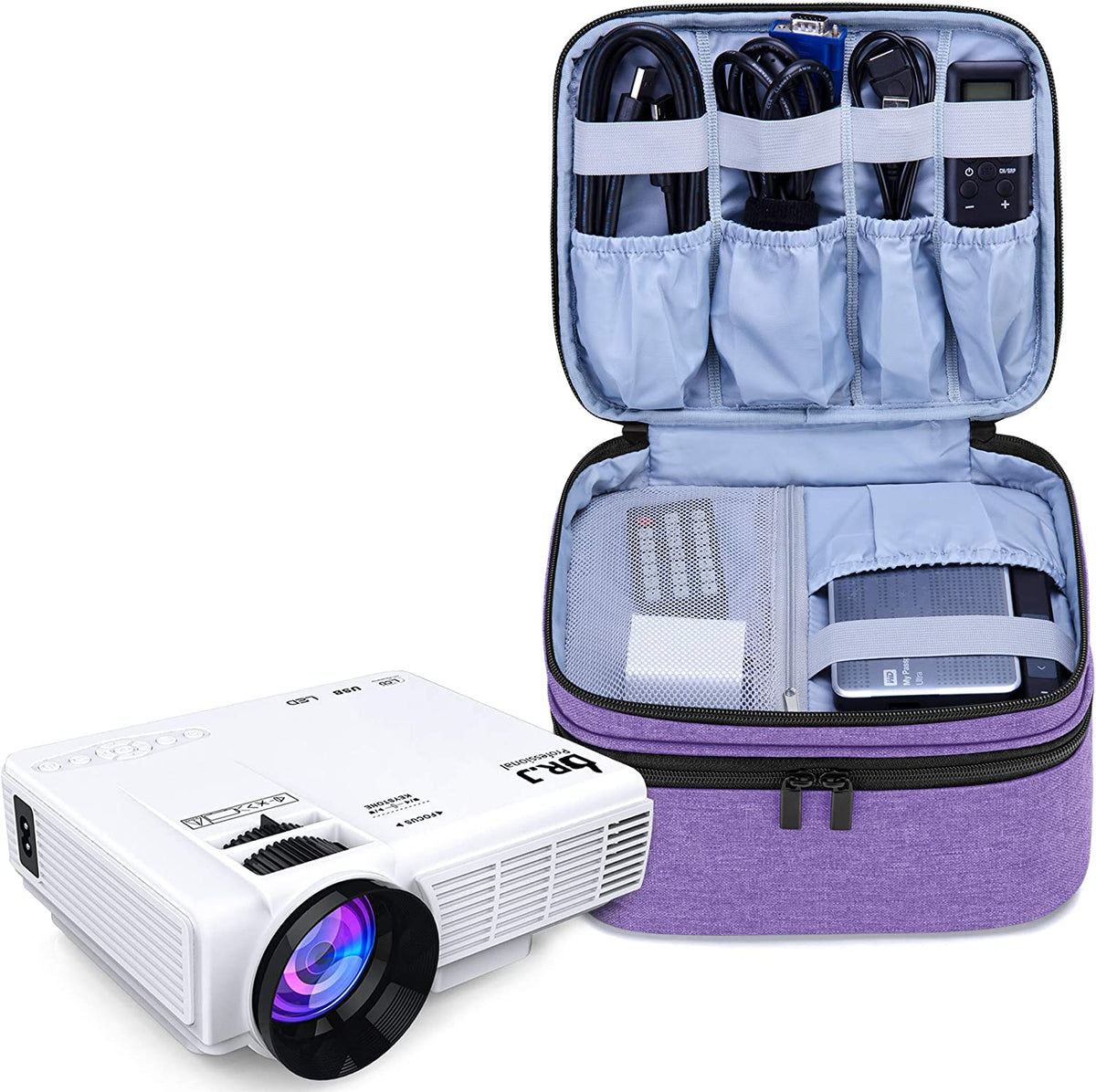 Professional Carrying Case for DR.J Mini Projector and Accessories - Purple