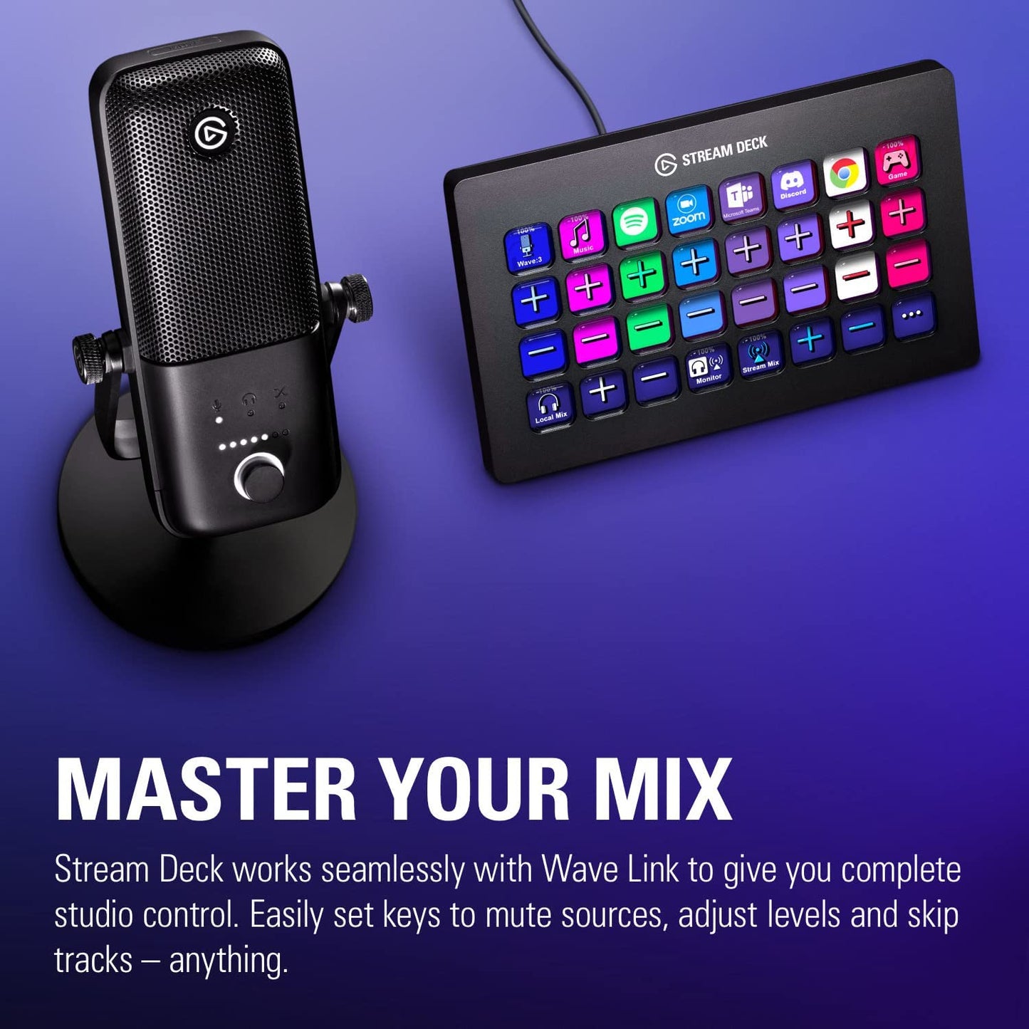 Wave:3 USB Condenser Microphone for Streaming - Cardioid Capsule, 24-Bit/96kHz Audio, Anti-Distortion Clipguard, Complimentary Mixer Software, Plug and Play for Mac and PC