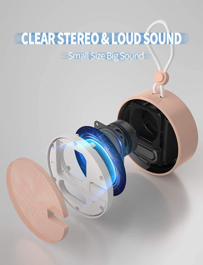 C12 IP67 Waterproof Bluetooth Shower Speaker - Portable Wireless Speaker with Loud Clear Sound, TF Card Support, Suction Cup, Ideal for Outdoor Activities - Pink
