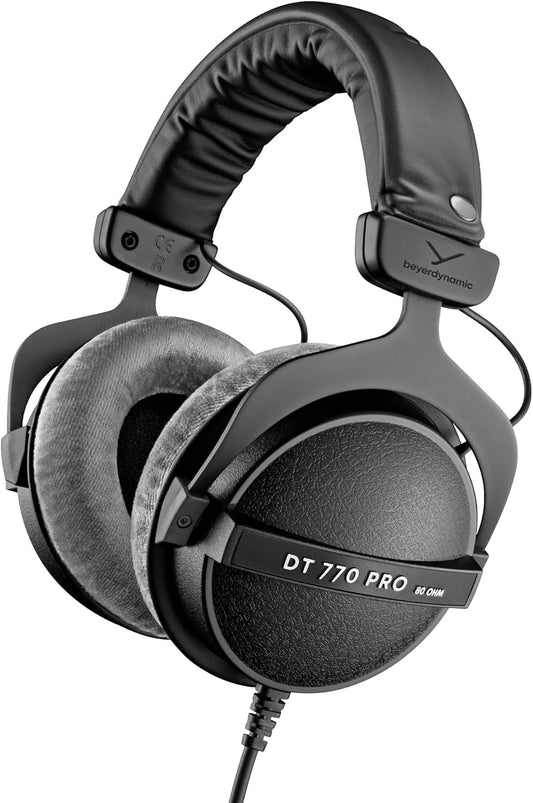 DT 770 PRO 80 Ohm Over-Ear Studio Headphones - Gray, Enclosed Design, Wired for Professional Recording and Monitoring