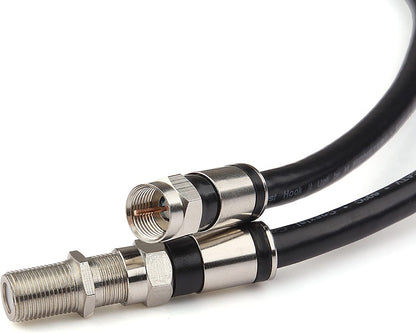 4-Foot Black RG6 Coaxial Cable Extension with F-Type Connector for Satellite TV, Broadband, and Digital Antenna Applications