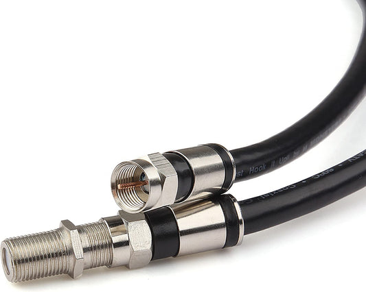 4-Foot Black RG6 Coaxial Cable Extension with F-Type Connector for Satellite TV, Broadband, and Digital Antenna Applications