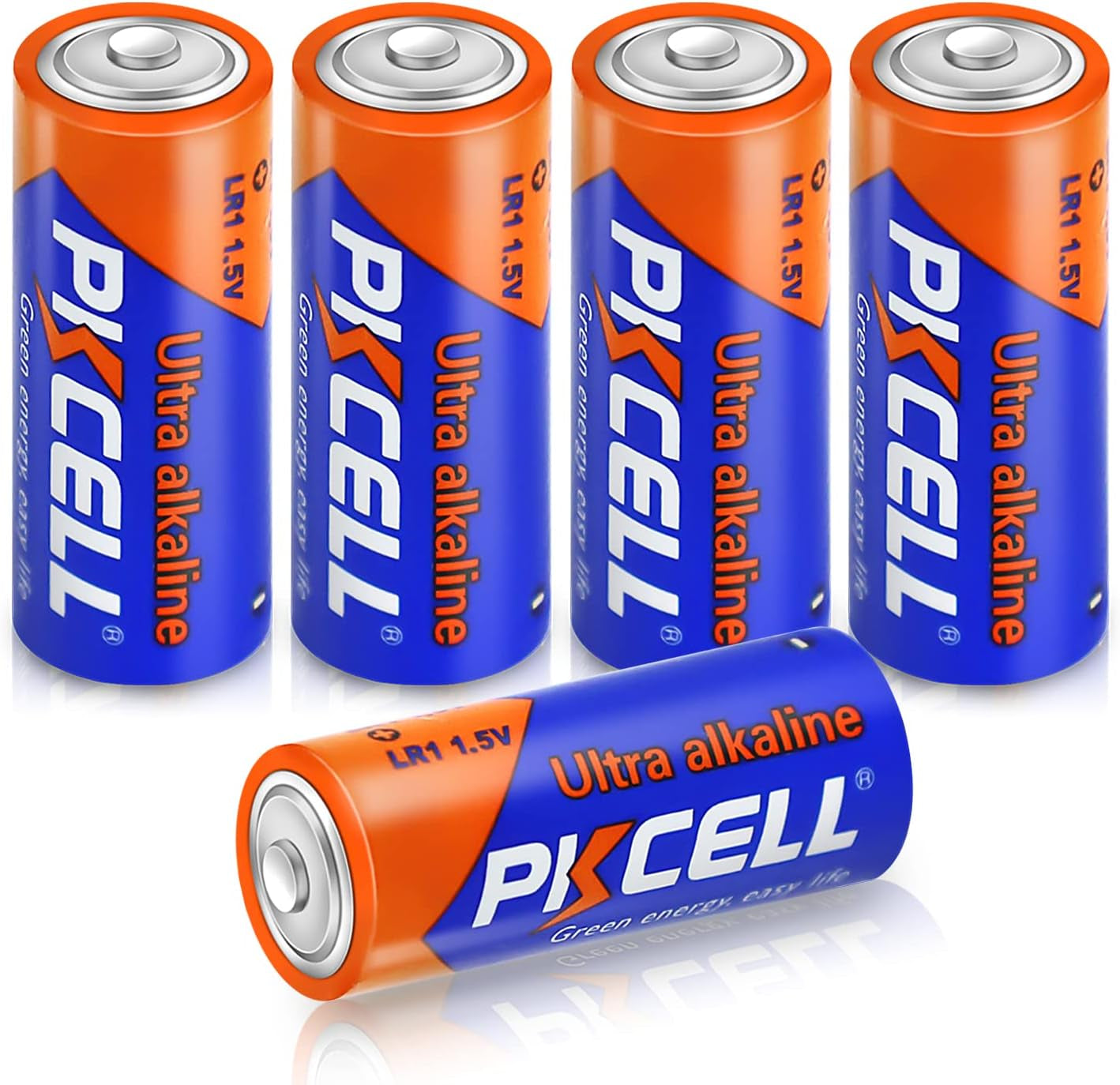 N Size 1.5V Alkaline Batteries - 5 Pack MN9100/E90/LR1 | Ideal for Medical Devices, GPS Trackers, Flashlights, and Key Fobs | 10-Year Shelf Life
