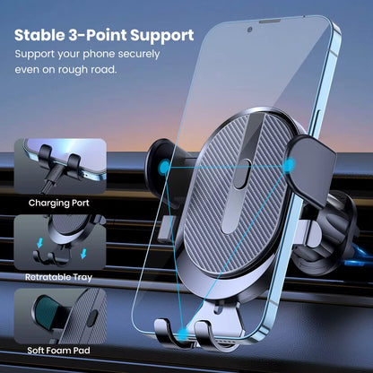 TOPK 2023 Enhanced Auto-Locking Car Phone Holder with Hook Clip for Air Vent - Compatible with iPhone and Samsung Devices