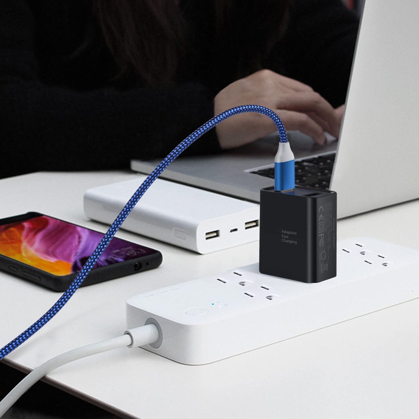 30W Dual USB Wall Charger - 5 Pack, Quick Charge 3.0 & 5V 2.4A Adaptive Fast Charging Adapter for iPhone 11, XS, XR, Galaxy S10, S9, Note 10 - Black