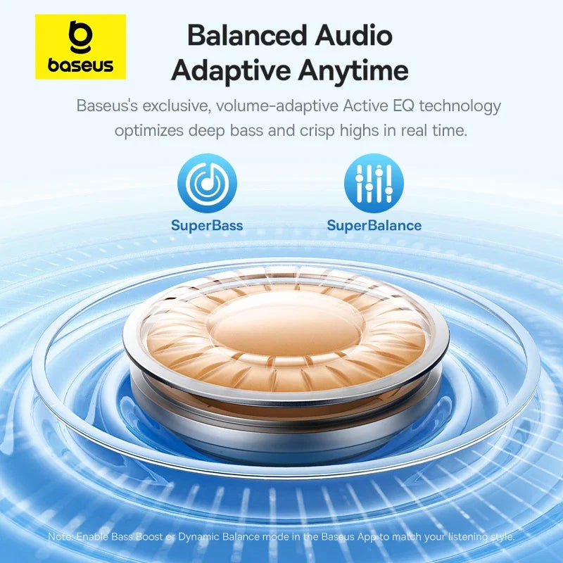 Baseus BP1 Pro Wireless Earbuds - 50dB Noise Cancelling, Bluetooth 6.0, LDAC Hi-Res Audio, 6-Mic AI Technology, IP55 Rated