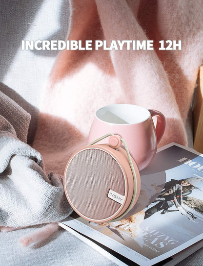 C12 IP67 Waterproof Bluetooth Shower Speaker - Portable Wireless Speaker with Loud Clear Sound, TF Card Support, Suction Cup, Ideal for Outdoor Activities - Pink