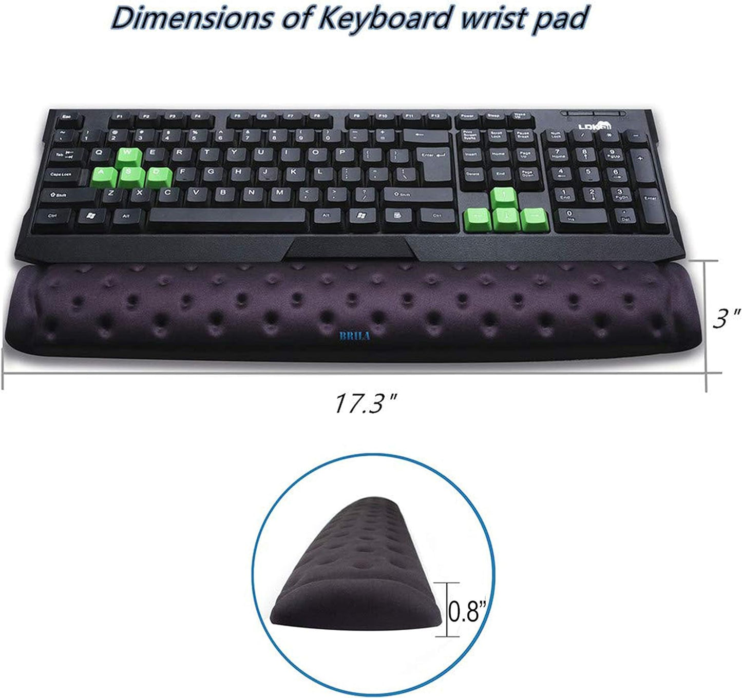 Memory Foam Wrist Rest Support Pad Set for Mouse and Keyboard - Ergonomic Design with Massage Holes for Enhanced Comfort and Pain Relief (Black)